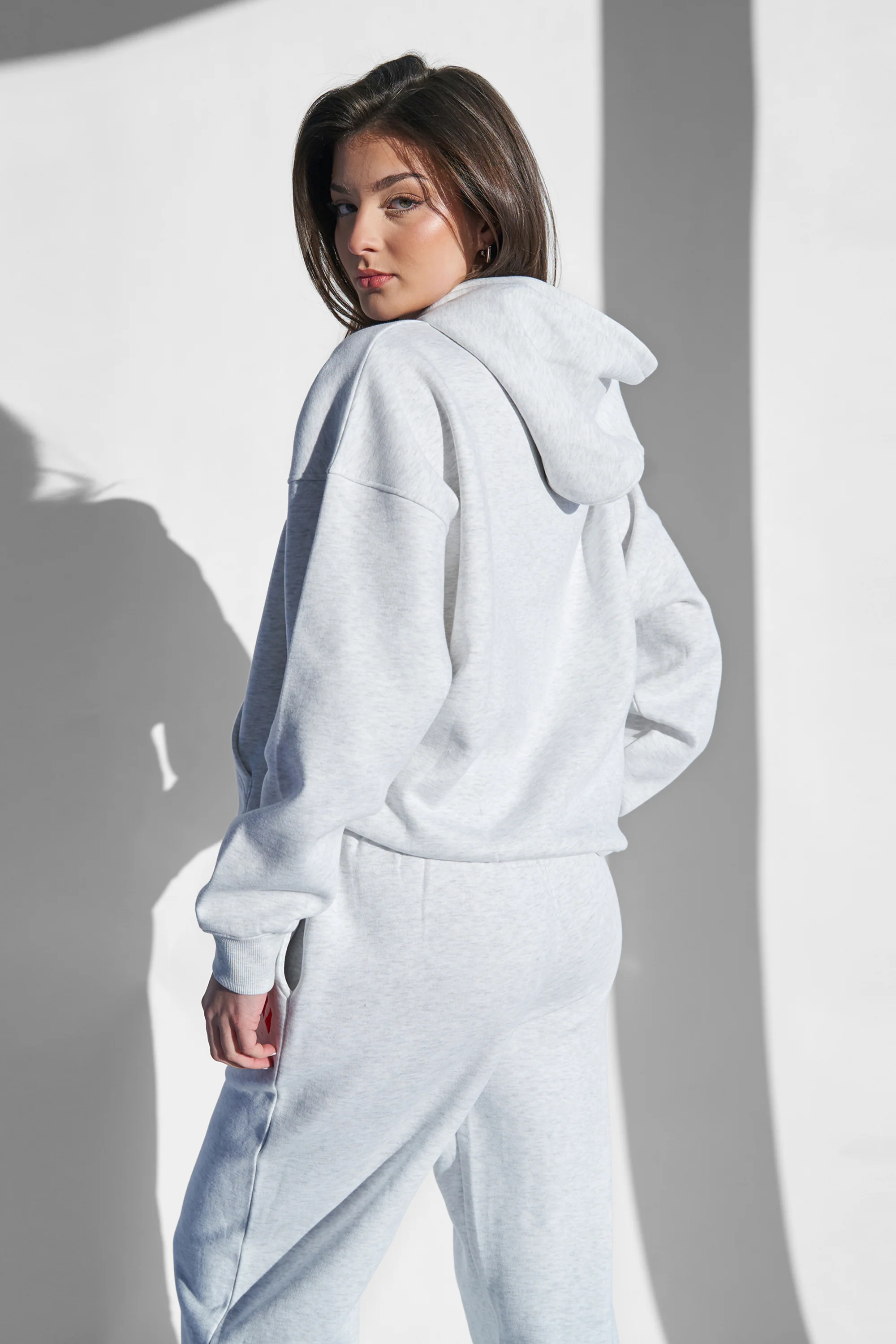 Kaiia Studio Oversized Hoodie Light Grey Marl & Red - Image 9