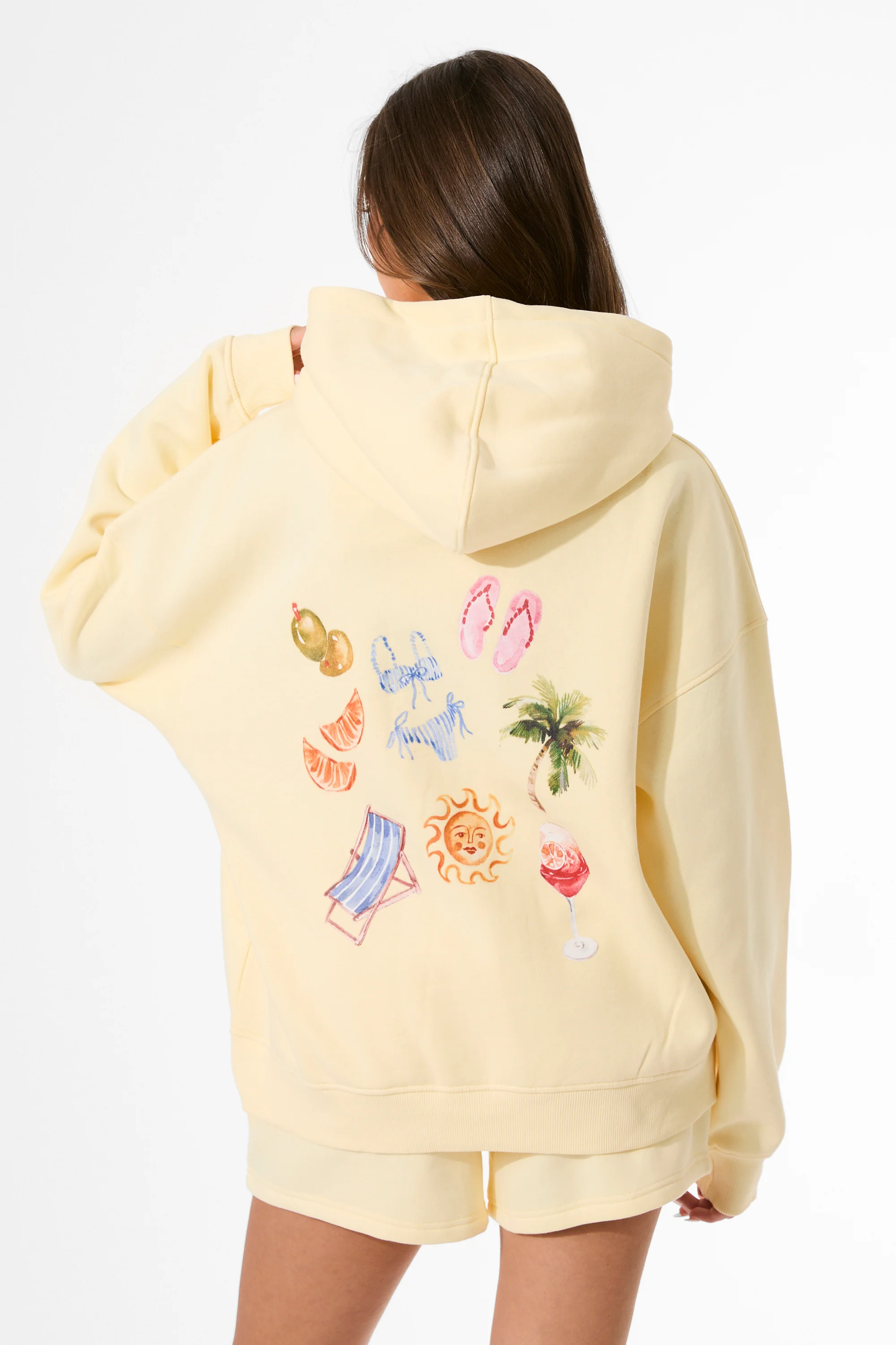 Kaiia Summer Back Graphic Oversized Hoodie Lemon - Image 6