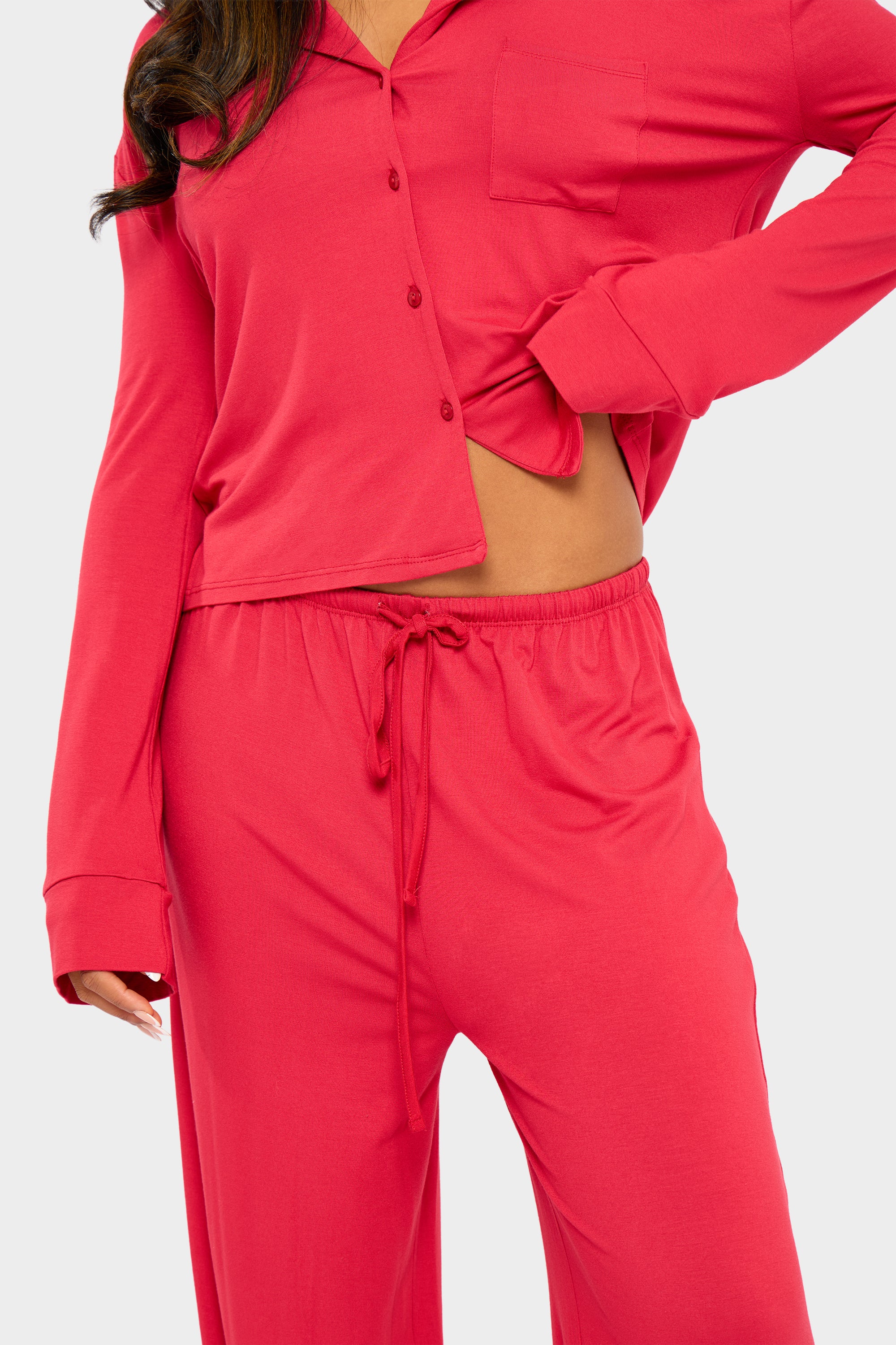 Kaiia Supersoft Slouchy Pyjama Trousers Red - Image 2
