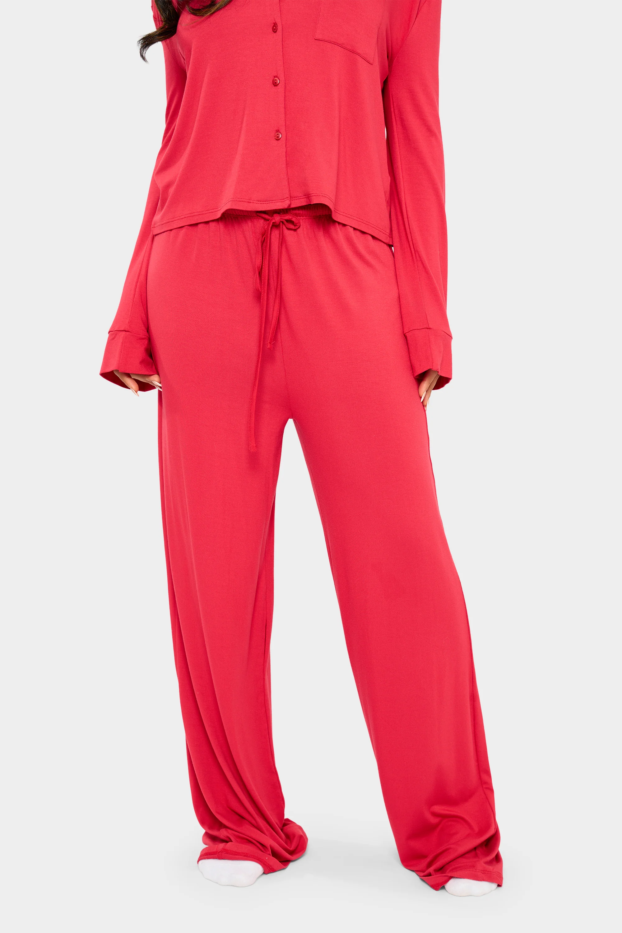 Kaiia Supersoft Slouchy Pyjama Trousers Red - Image 3