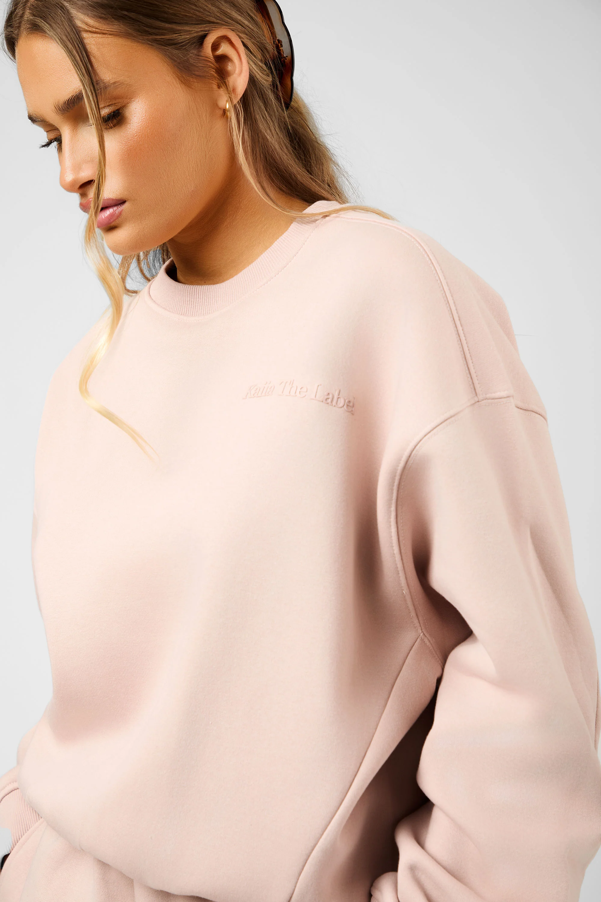 Kaiia The Label Seam Detail Oversized Sweatshirt Pink Champagne - Image 3