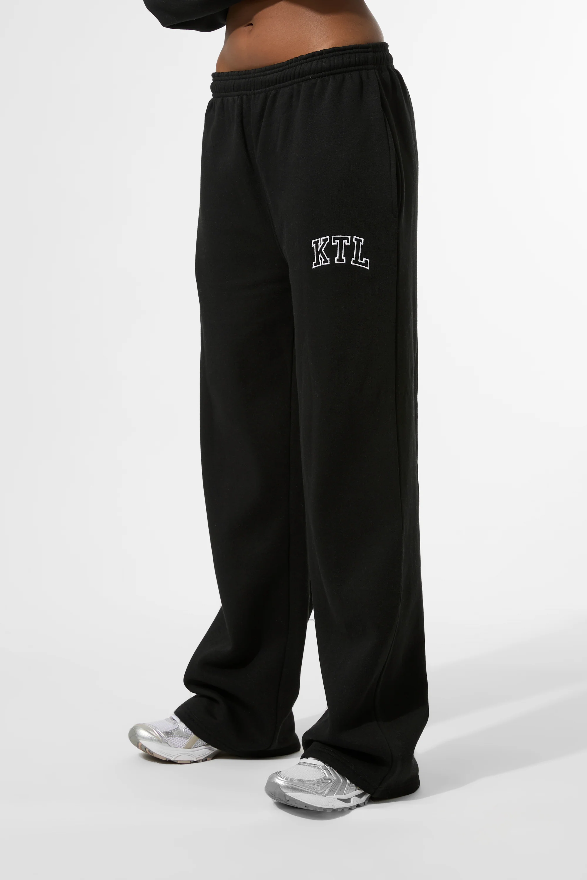Kaiia KTL Logo Wide Leg Joggers Black - Image 2