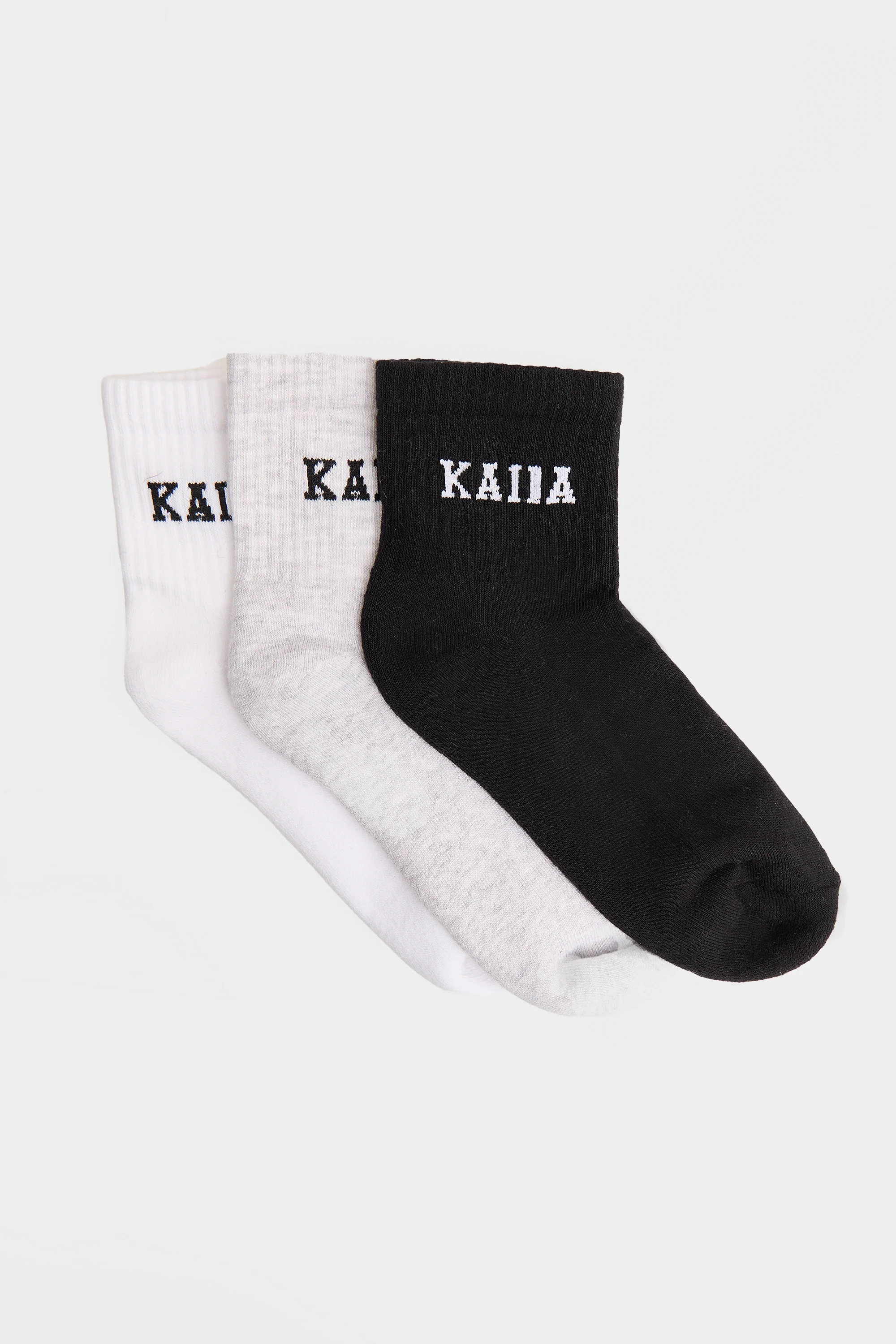 Pack of Three Kaiia Logo Socks White, Grey Marl & Black - Image 2