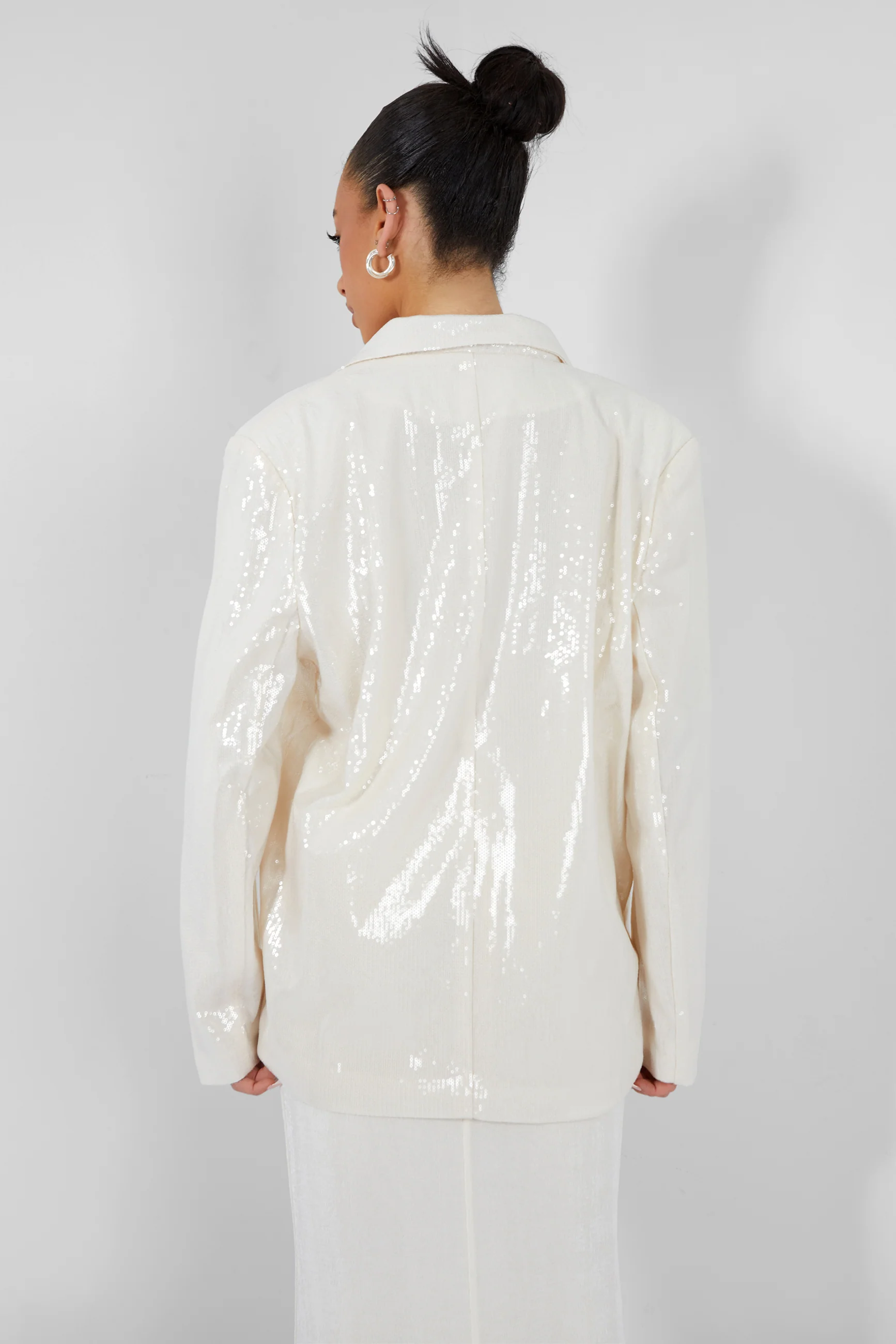 PREMIUM SEQUIN OVERSIZED BLAZER ECRU - Image 4