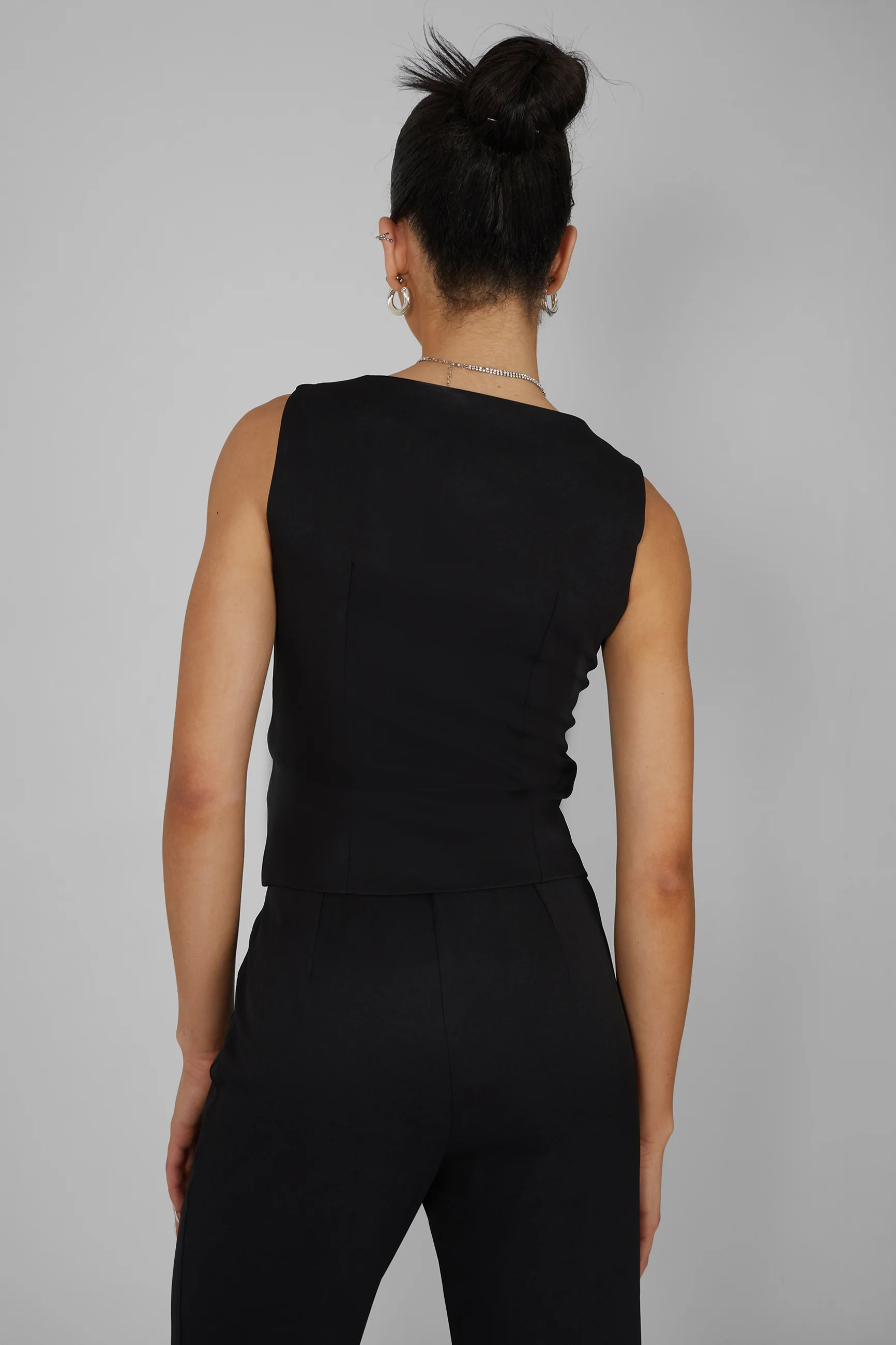 Tailored Square Neck Top Black - Image 4